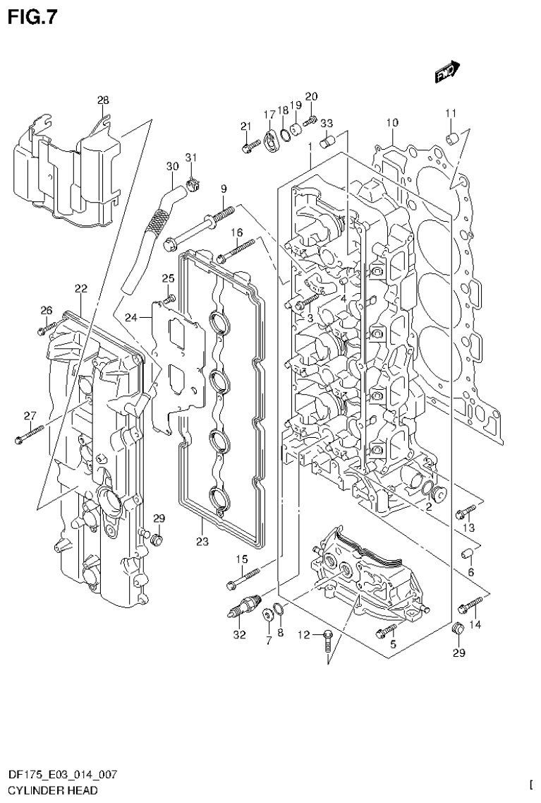 Suzuki DF175ZG CYLINDER HEAD (DF175Z E03) parts diagram